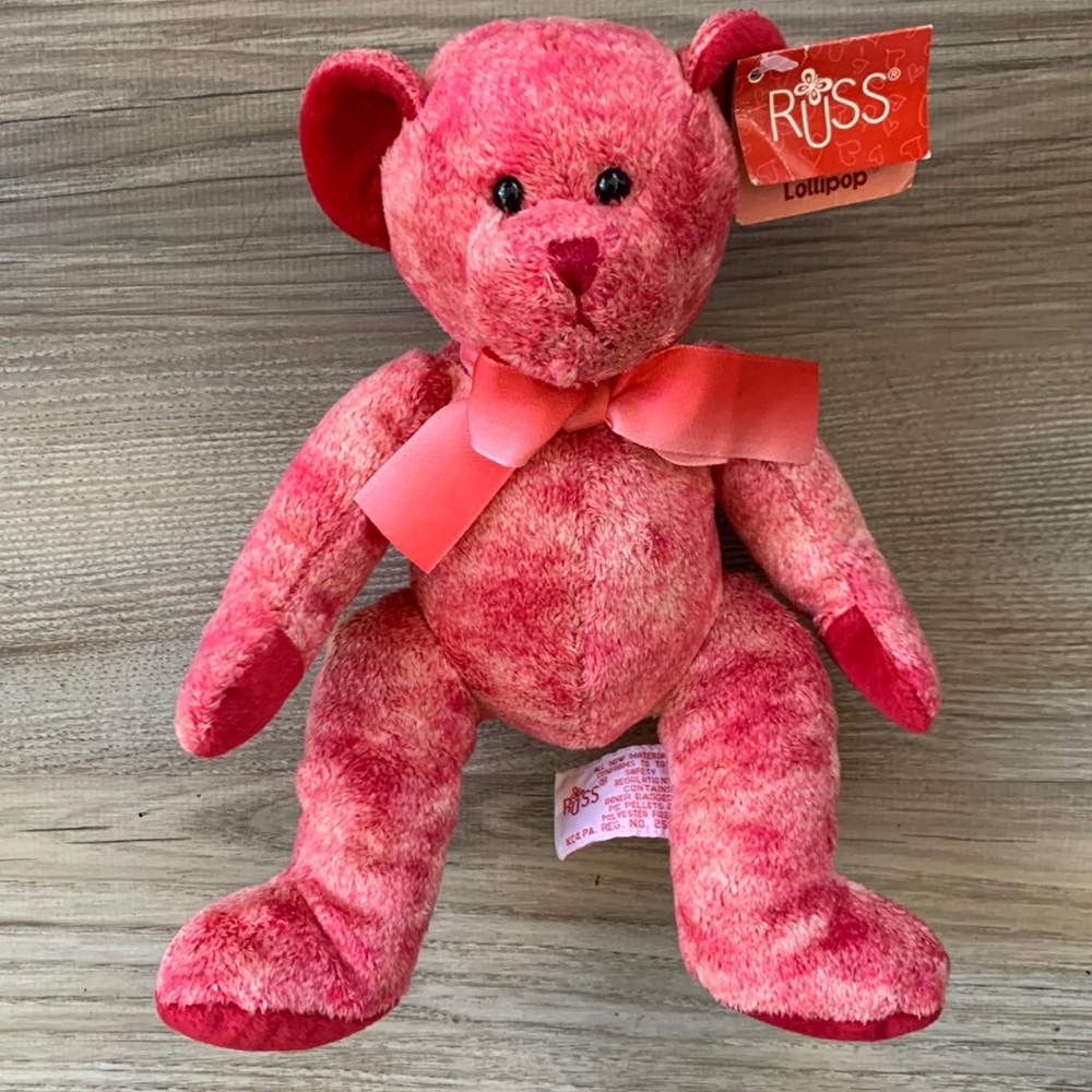 Authentic Russ Berrie Bear Lollipop Teddy soft # 20853 Vintage Plush collectible